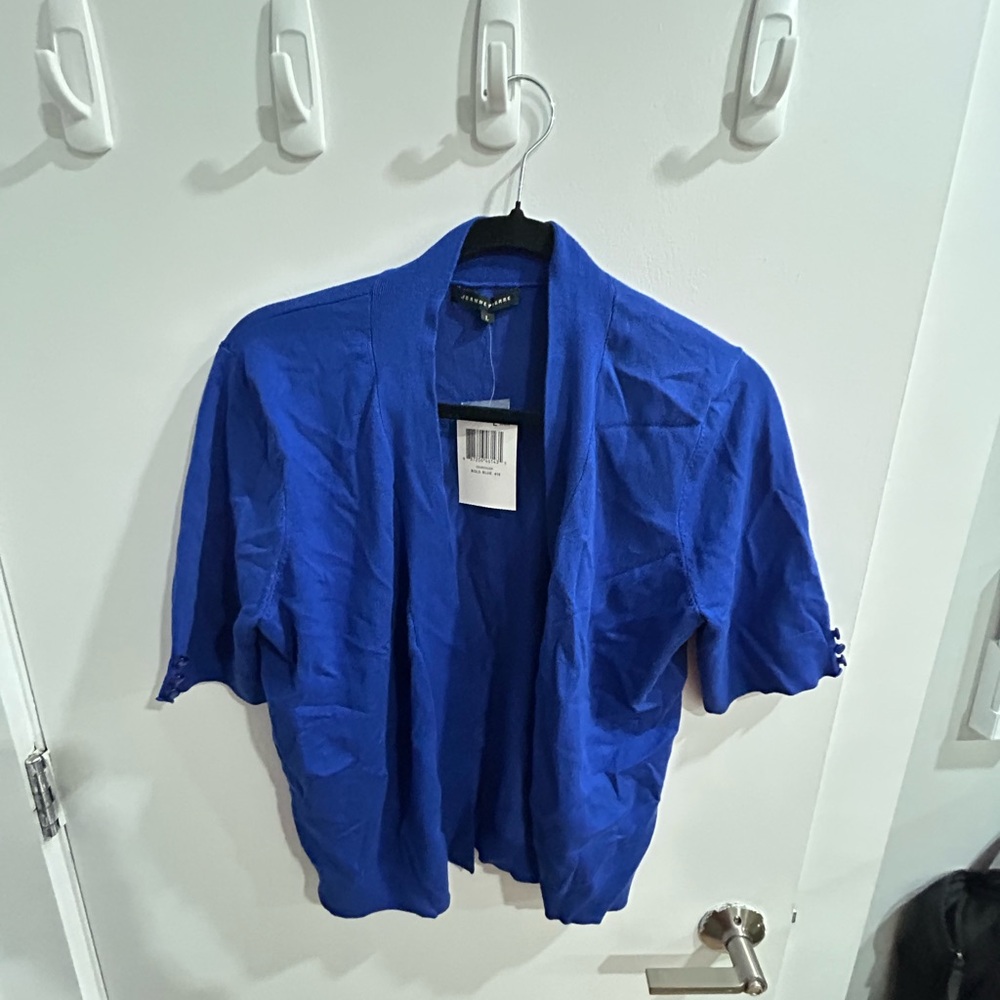 JEANNE PIERRE Bold Blue Open-Front Cardigan
